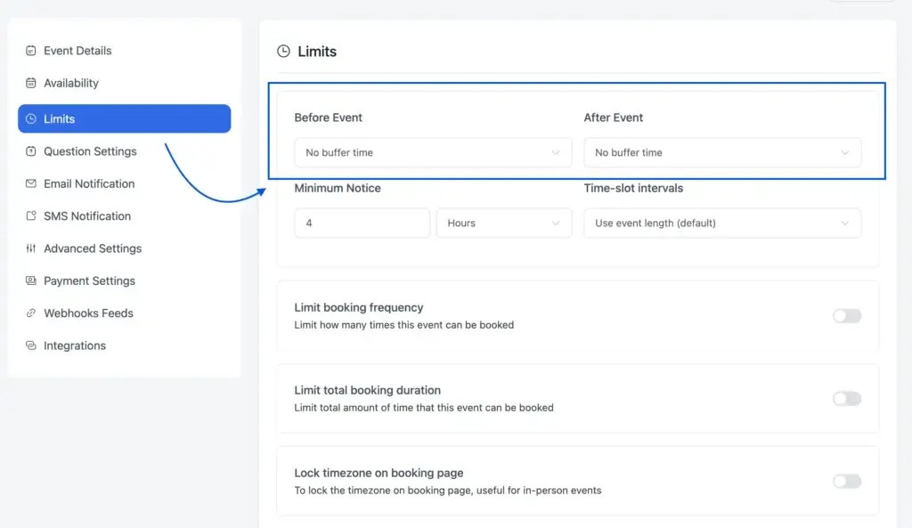 Setting up Buffer Time with FluentBooking